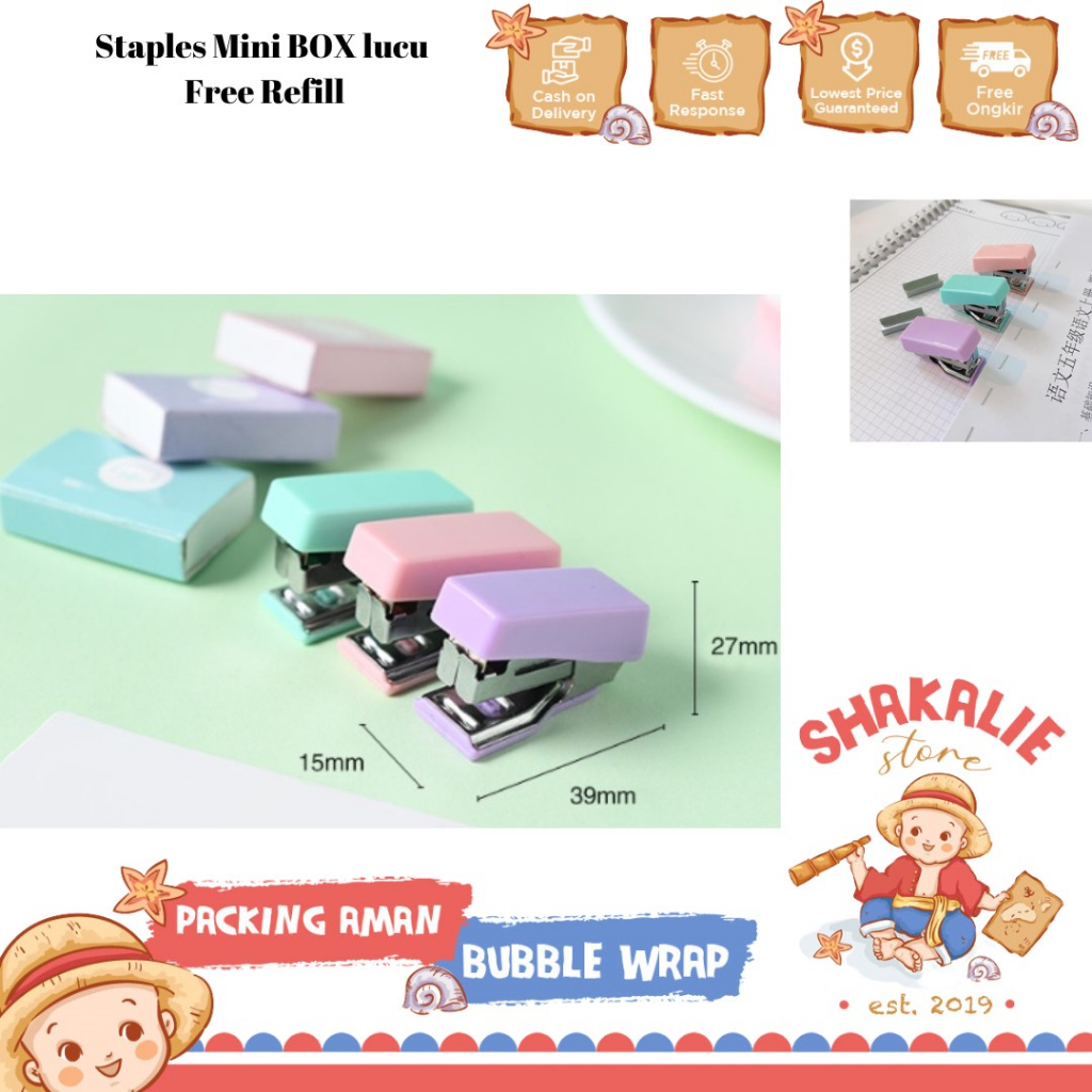 

Stapler Mini Set Macaron Colour Staples Mini Kecil Unik Free isi