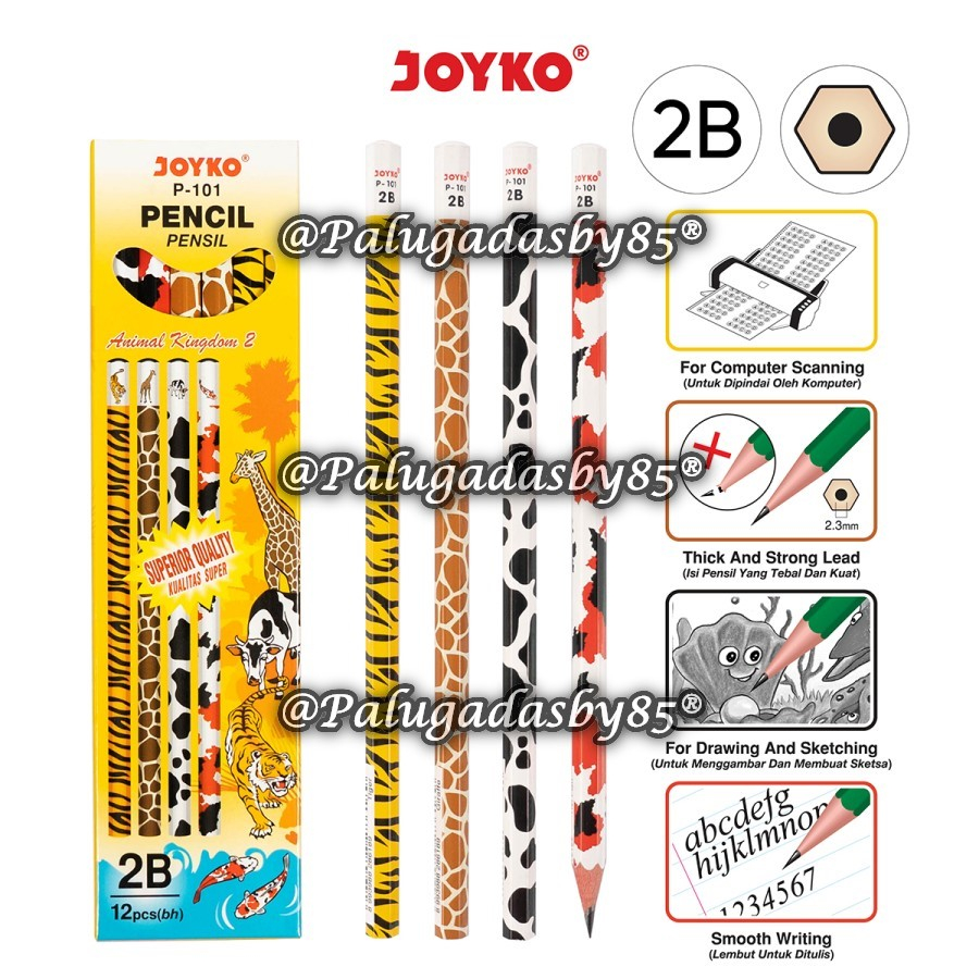 

(1 Biji) GROSIR Pensil JOYKO 2B P-101 Animal Kingdom 2 / Pencil Pensil Joyko P-101 2B Animal Kingdom 2 / Joyko Pencil P-101 / Joyko P 101 / Joyko P101