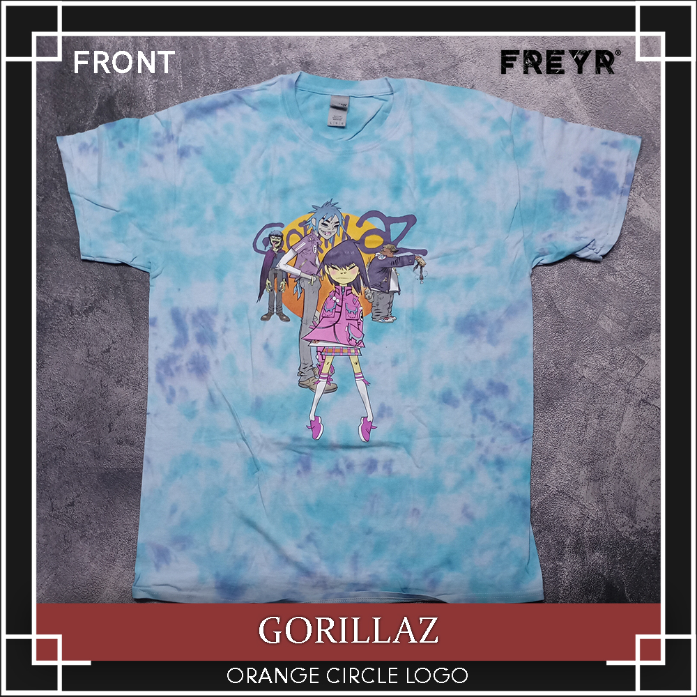 Kaos Band Gorillaz - Orange Circle Logo Tie Dye Original