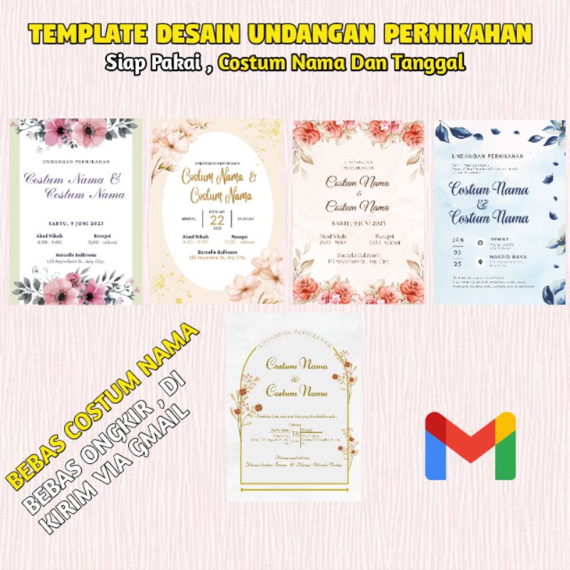 

Template Desain Undangan Pernikahan Keren Aesthetic, Bebas Costum Nama Dan Tanggal