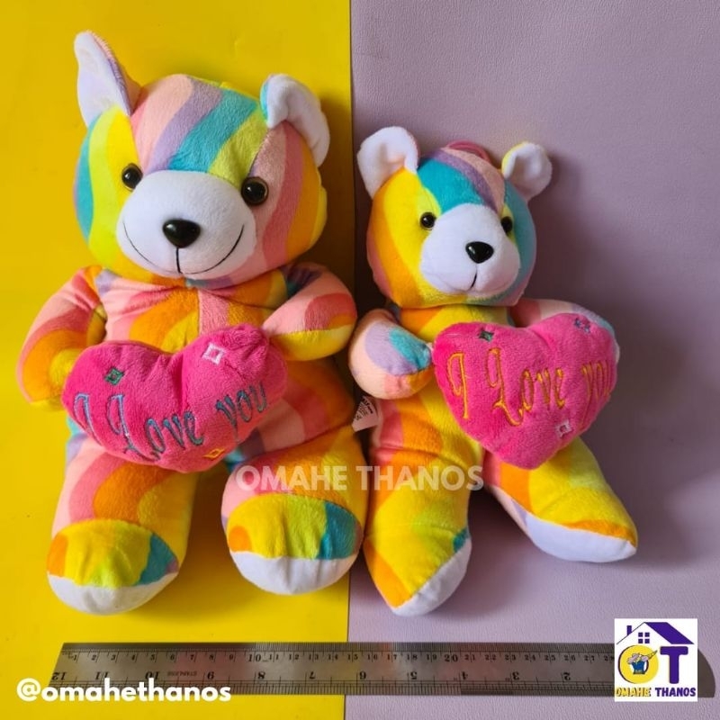 Boneka Bear Rainbow / Boneka bear pelangi / boneka beruang rasfur / boneka beruang halus lembut