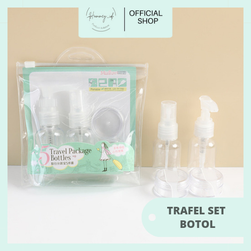 HOMMEY ID - TRAVEL PACK SET BOTOL MINI LENGKAP | BOTOL TRAVEL SET | BOTOL ISI ULANG TRAVEL MINI BOTTLE