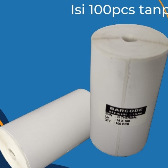 

100 ROLL Label Thermal 76x100 mm 76 x 100 core 0,5" 1/2 inch ISI 10 ROLL - 80x100 80mm 80 x 100