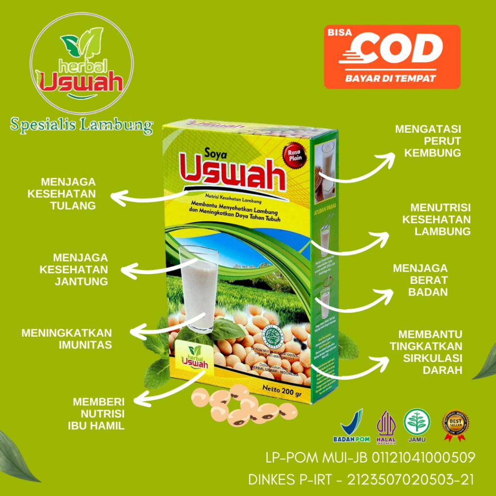 

Susu Asam Lambung - Nutrisi Kesehatan Lambung Susu Kesehatan mengobati Sakit Maag Asam Lambung GERD Mual Kembung Kesehatan Gangguan Pencernaan - Soya Uswah Herbal Uswah