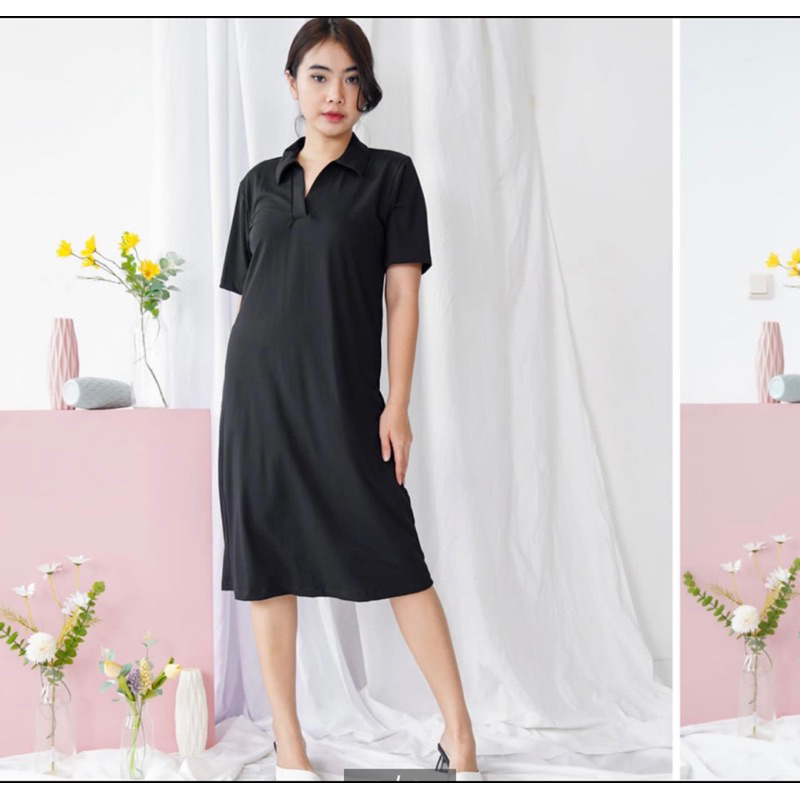 DRESS KNIT RIB KERAH POLOS RAJUT MELAR JUMBO SLIT VIRAL ADEM GROSIR PGMTA RAJUT RIB