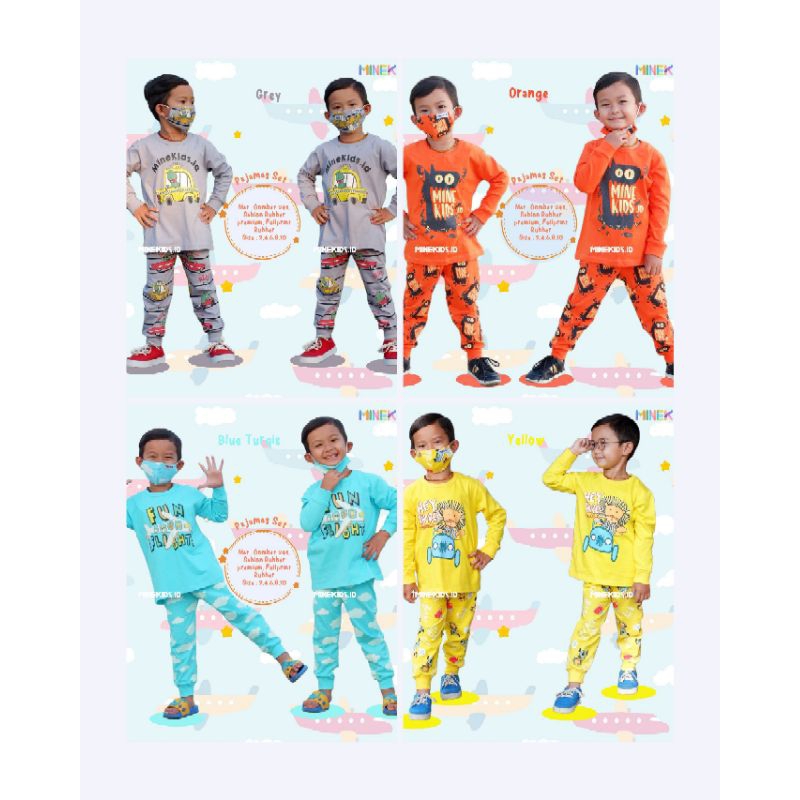 [ PAJAMAS MK-01 ] By Minekids pajamas anak laki laki motif karakter lucu setelan anak premium nyaman