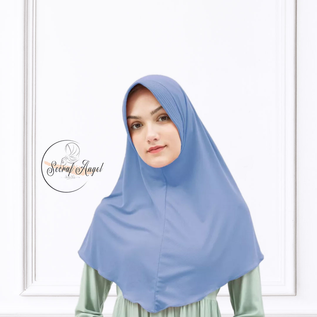BERGO JERSEY WARNA DENIM GRADE A+ / HIJAB BERGO / KERUDUNG SEKOLAH / JILBAB SPORT / HIJAB INSTANT / 