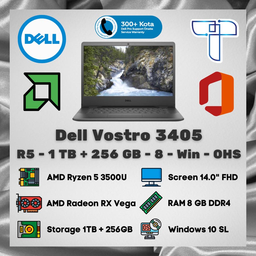 Dell Vostro 14 3405 - Ryzen 5 - 1 TB + 256 GB - 8 - Windows - OHS