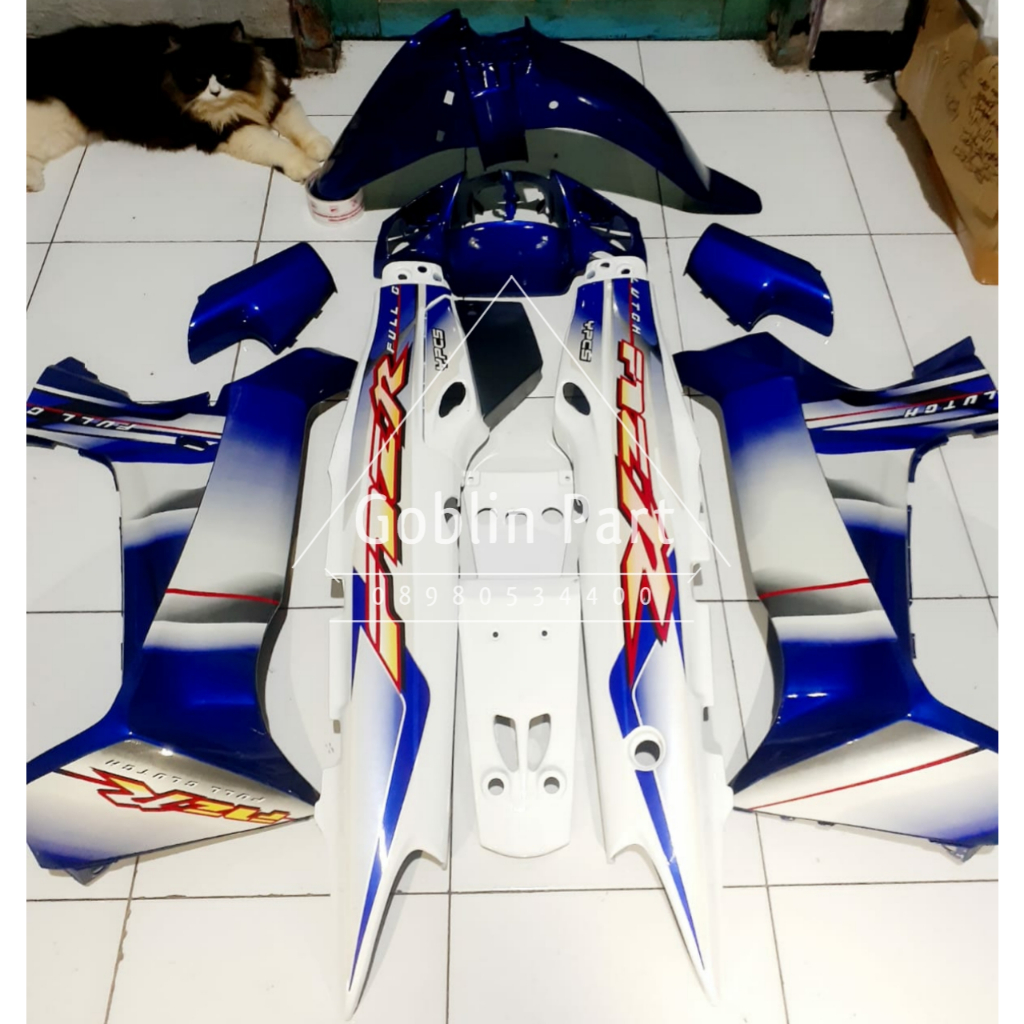 Cover Body Fullset Halus Fizr F1zr Fullcluth 2003 Putih Biru Cover Body Yamaha Fizr F1zr