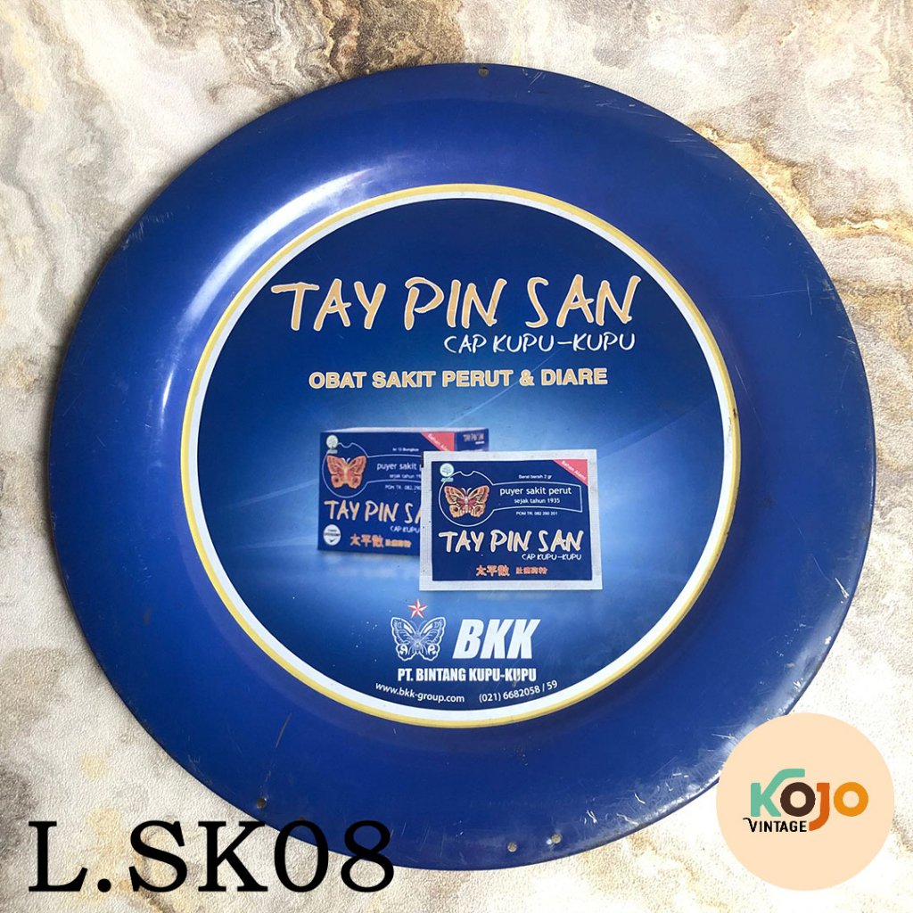 Baki / Nampan Seng Bekas Kalender Harian Jadul Vintage Lawas 1980-an Merk Obat Bintang Kupu - Kupu O