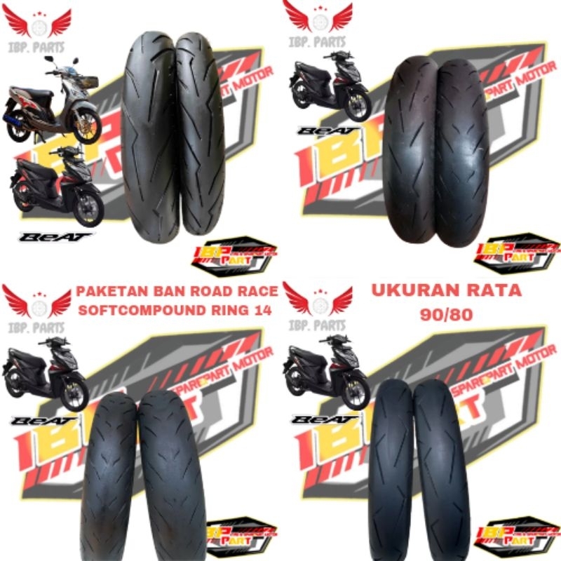READY PAKET SEPASANG DAN SATUAN ( BISA COD )BAN ROAD RACE SOFTCOMPOUN UKURAN RATA 90/80 RING 14