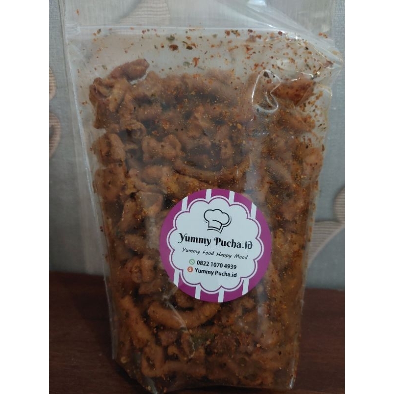

kripik usus pedas Daun jeruk 250 gr