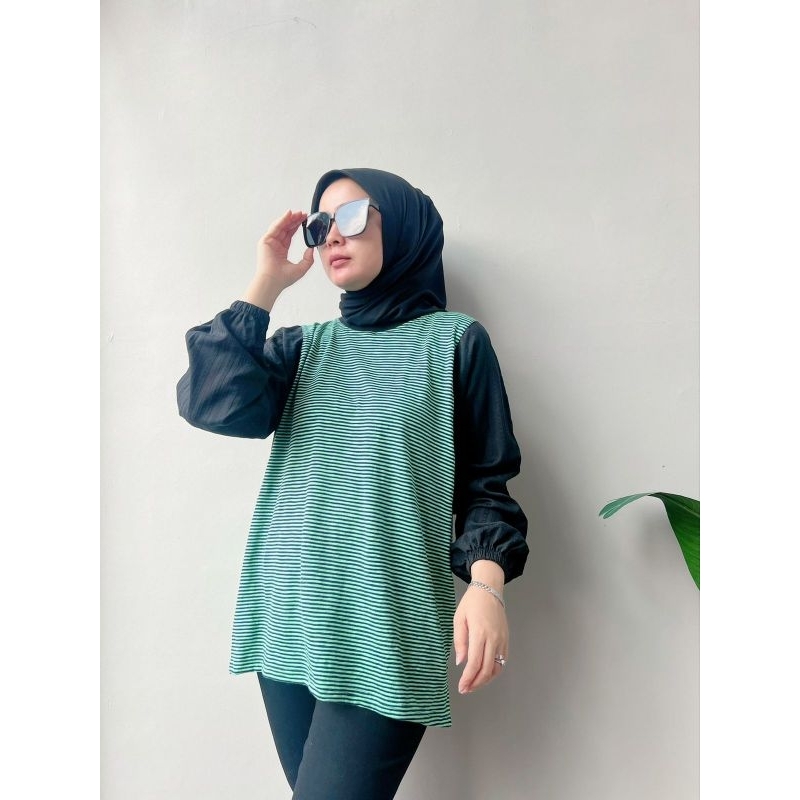 ATASAN STRIP GREEN BLOUSE ATHAYAA DAILY