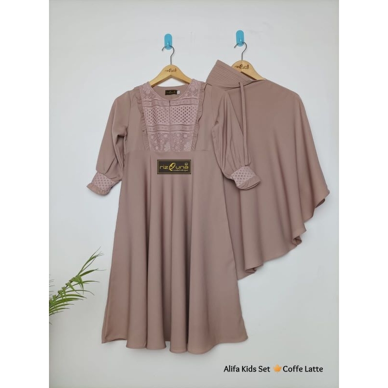 RIZQUNA GAMIS/ALIFA KIDS SET/SET JILBAB/GAMIS ANAK/JILBAB PAD TALI/YORIS BRUKAT/SET JILBAB ANAK
