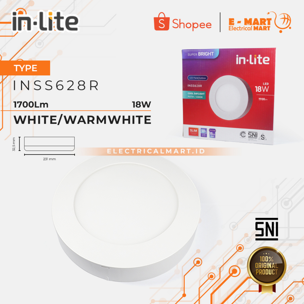Downlight INLITE OB 18W Bulat Downlight Panel LED Tempel
