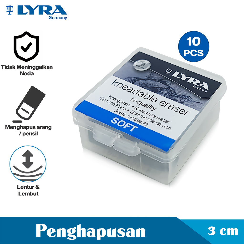 

LYRA COMBO 10 Penghapusan Pensil Soft Kneadable Eraser Perlengkapan Alat Tulis LYR-209146