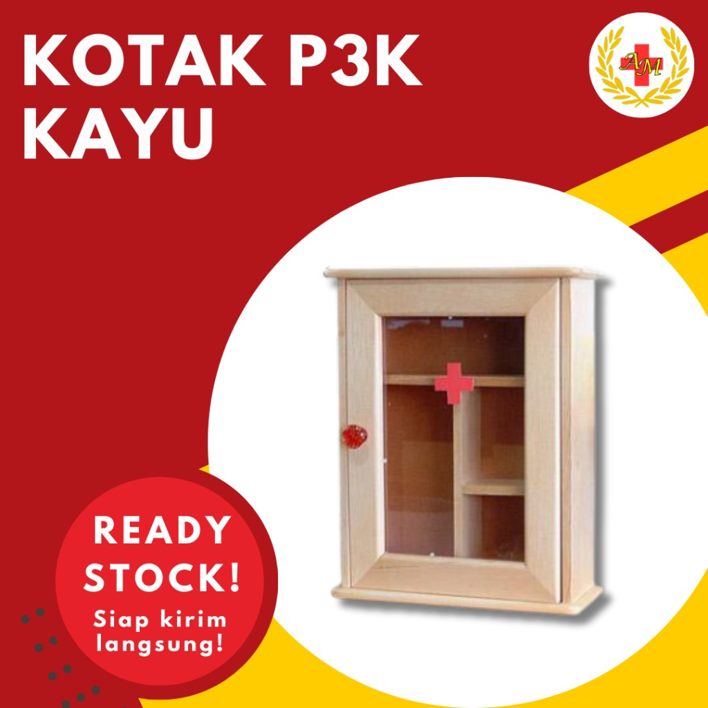 Kotak P3K Kayu Lemari Obat P3K Dinding First Aid Kit