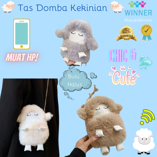 TAS DOMBA SELEMPANG BONEKA BULU KARAKTER LUCU ANAK PEREMPUAN DEWASA BAG HEWAN Sling Bag Fashion Moti