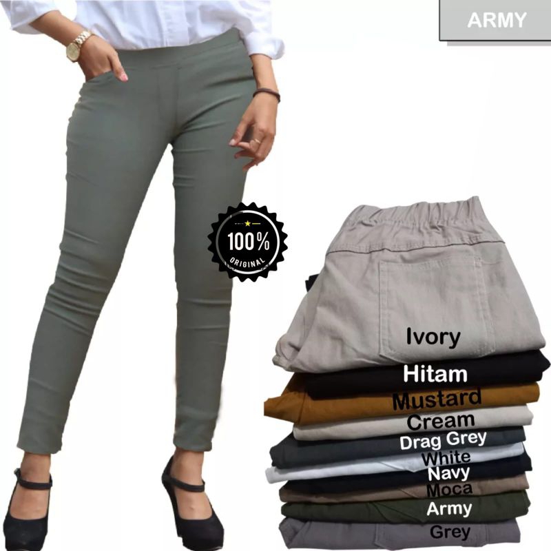 Celana Chino Wanita Bahan Melar Elastis Elizabeth Pants