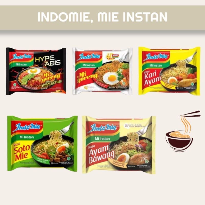 

INDOMIE Mie Instan | Mie Kari Ayam | Mie Soto | Mie Goreng Original | Mie Goreng Ayam Geprel
