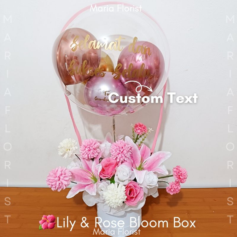 Artificial Flower Bloom Box - Buket Bunga Palsu Balon - Bloom Box Artificial Flower  - Bloom Box Ann