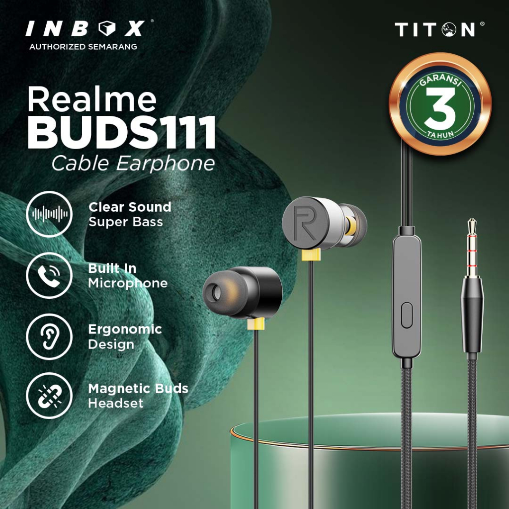 Titon Earphone Realme Buds Headset Magnetic