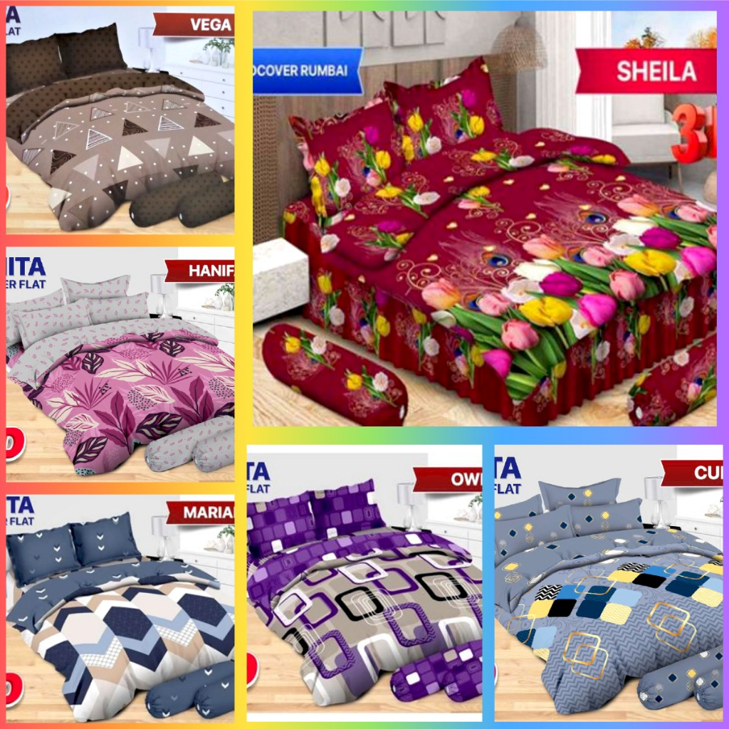 Bedcover Set Bonita Rumbai 180x200 / Set Bedcover bed 180x200 Rumbai Bonita Motif Bagus