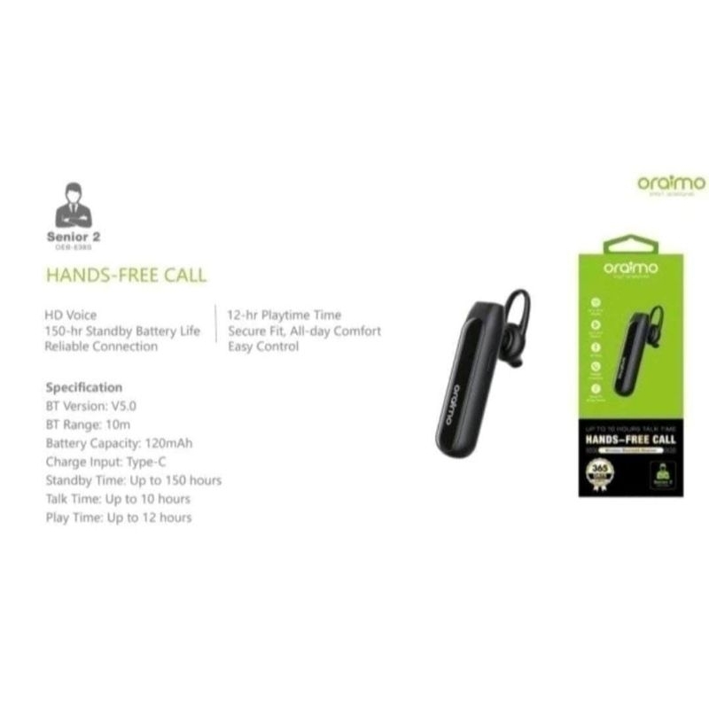 hf headset bluetooth oraimo Senior 2 OEB-E38S headset bluetooth oraimo