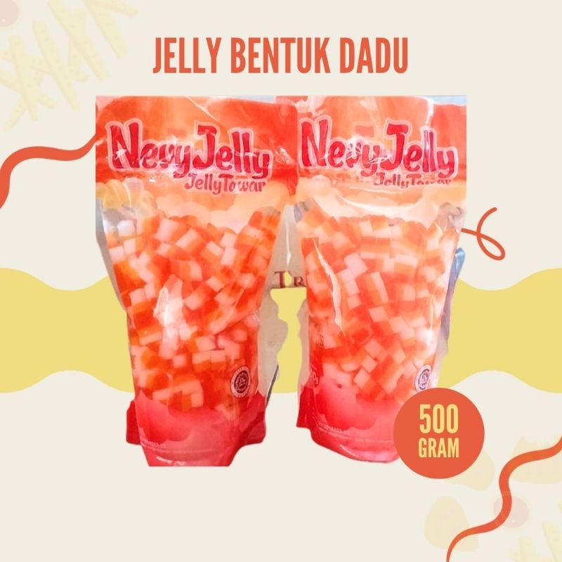 

Jelly bentuk dadu warna warni