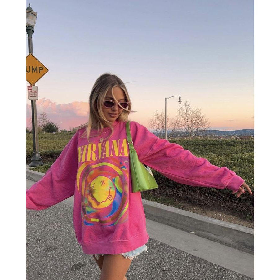 (COD) Sweater Wanita Oversize LD 130 Nirvana Pink Fuschia