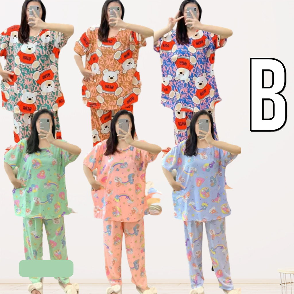 [SATUAN DAN PAKET] Setelan Piyama CP JUMBO LD 130 Baju Tidur Wanita Motif Lucu