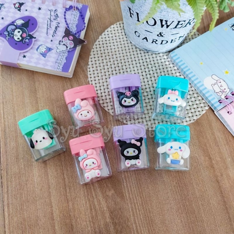 

Rautan Serutan Pensil Kuromi My Melody Cinnamoroll Pochacco Pompompurin