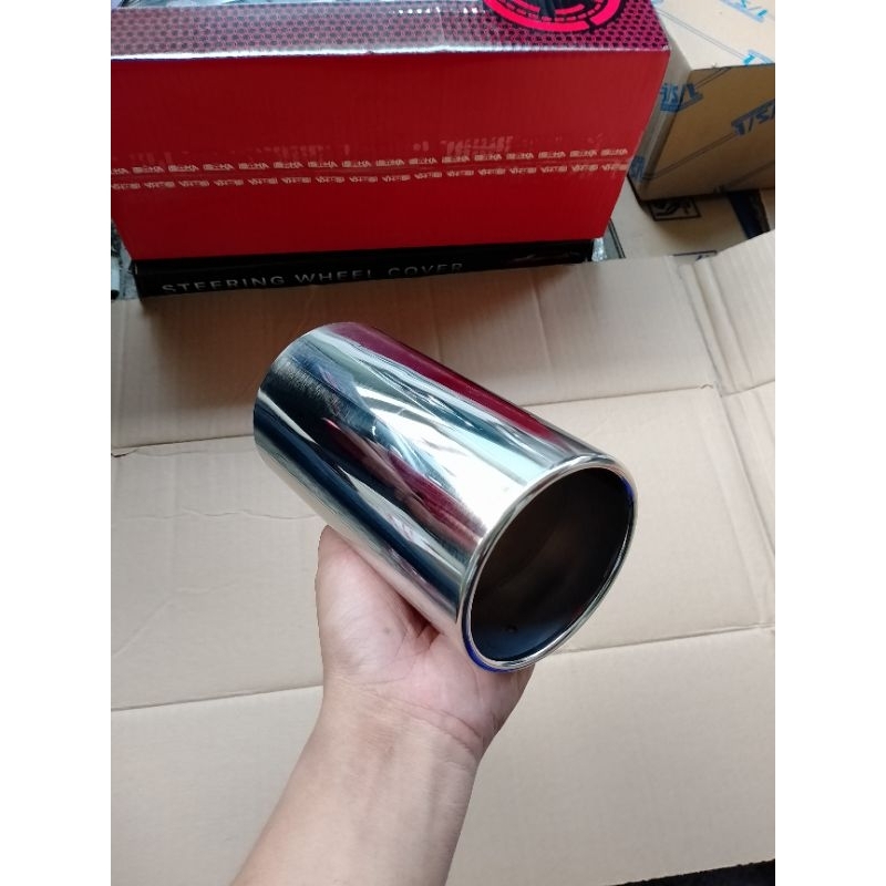 Muffler buntut knalpot mobil Fortuner besi stainless lurus bulat