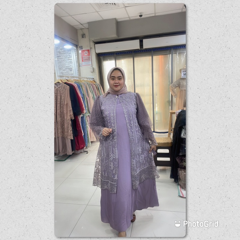 Gamis pesta auter lepas pasang Rumbai/gamis pesta jumbo/gamis kondangan/gamis jumbo/dress jumbo/ gam