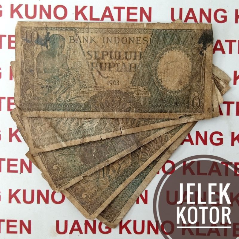 Asli Jelek 10 Rupiah Tahun 1963 Seri Pekerja Tangan Rp Uang Kertas Kuno Duit Lama Indonesia Original Fine Pemahat Patung