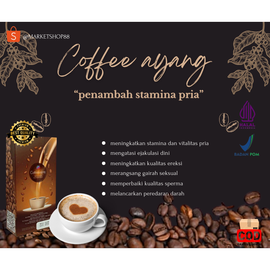 

PROMO CAMPAIGN COD TERMURAH Kopi Ayang / Coffe Ayang Original Meningkatkan Power Jagoan Pria 1 kotak 5 sachet