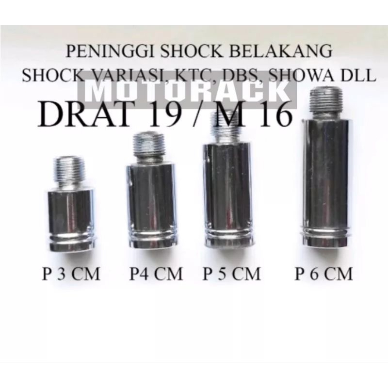 Peninggi shock skok sambungan shockbreaker belakang tabung anting variasi DRAT 19 / M 16 KTC, KTC EX