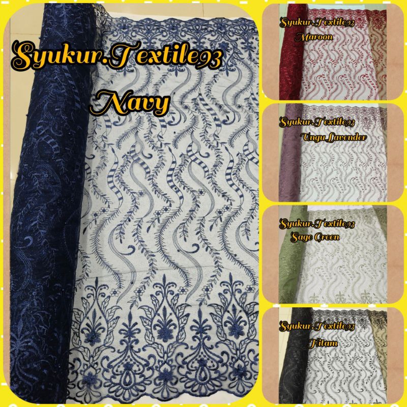 PROMO Bahan kain tile pinggiran/Renda Tile mutiara gliter Bordir Terbaik dan termurah