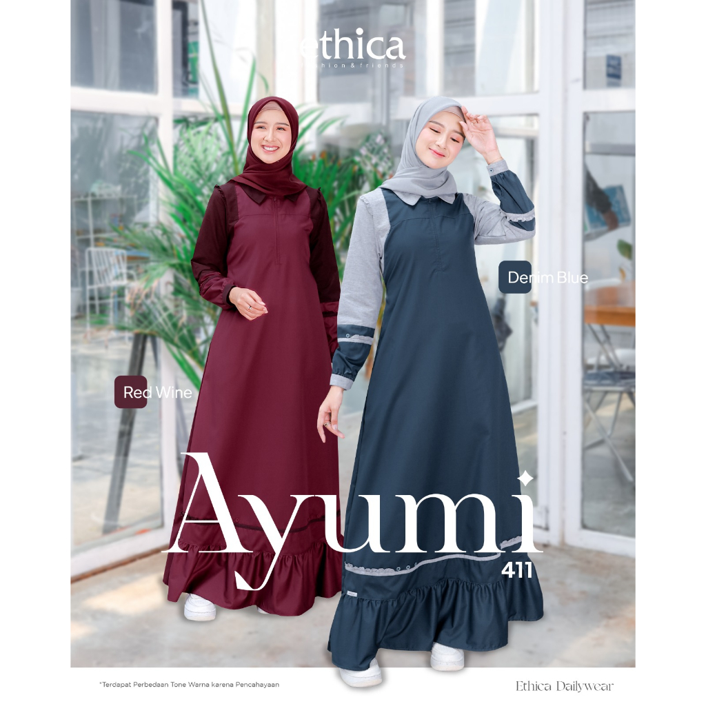 GAMIS REMAJA BAHAN ADEM MODEL KEKINIAN, AYUMI 411 RED WINE & AYUMI 411 BLUE DENIM (ETHICA RUMAH FAIQ