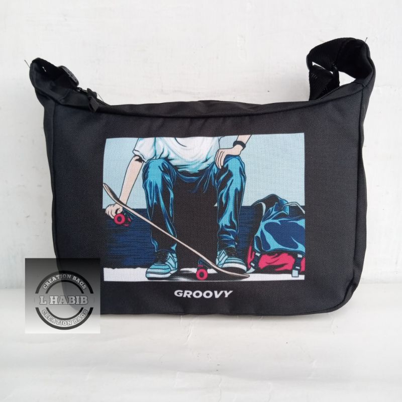 tas sling bag selempang sekolah skater