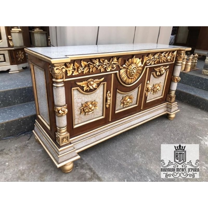 Bufet Konsol TV jati 1,5m Ukiran