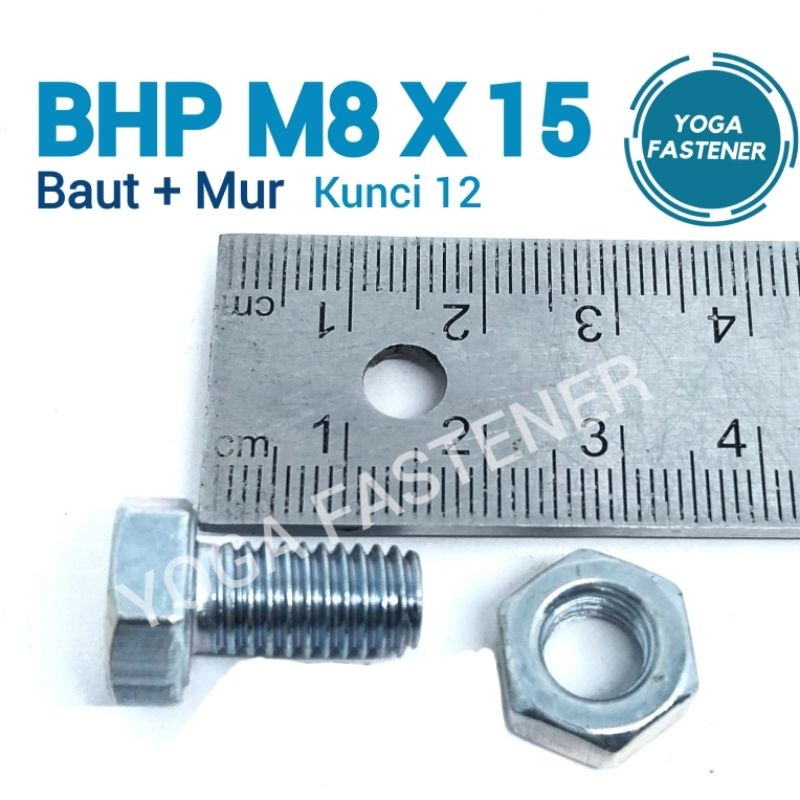 Baut dan Mur Hexagon Putih kunci 13 ukuran M8X15