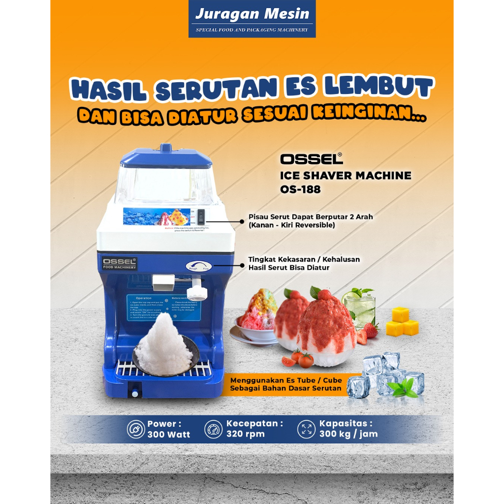 TERBARU OSSEL Mesin Serut Es Ice Shaver Ice Planer Ice Crusher Snow Ice OS-188 OSSEL
