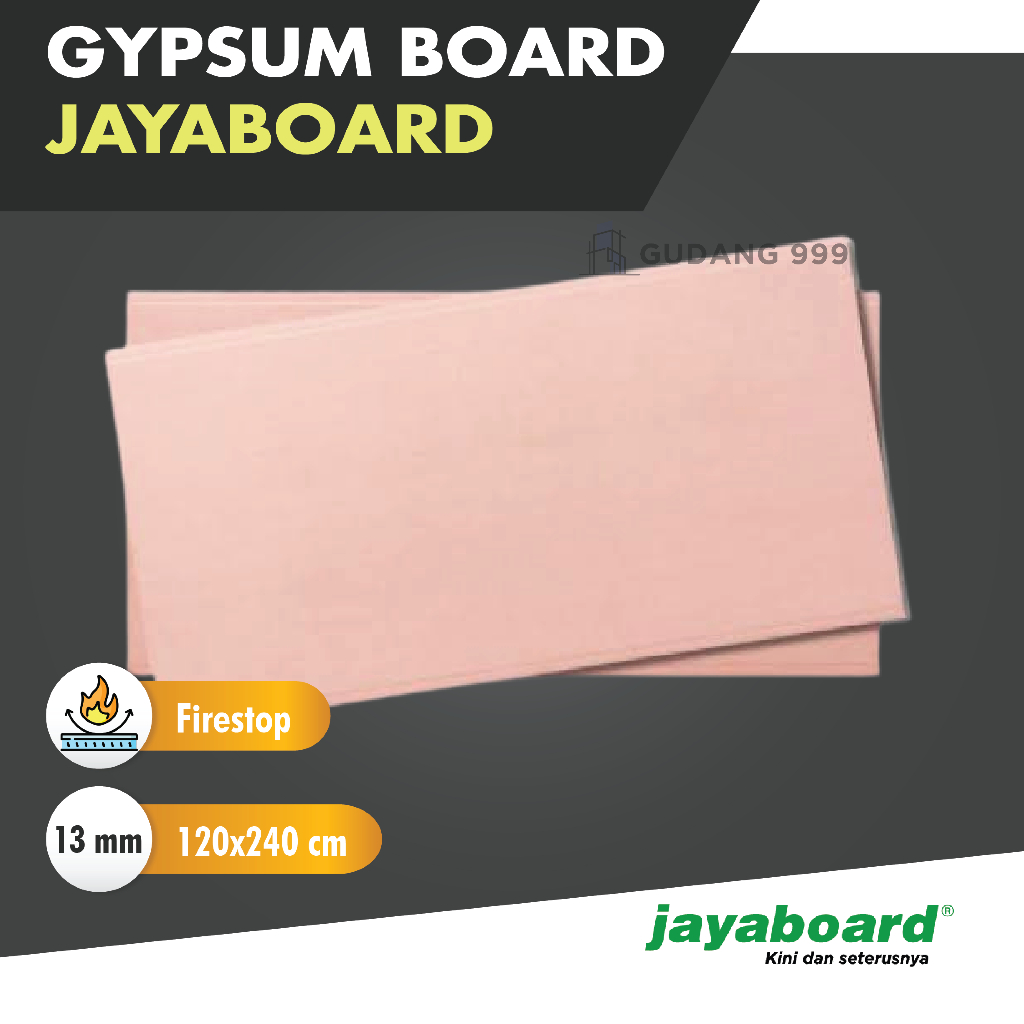 Gipsum Jayaboard Firestop 13 mm / Papan Gypsum Anti Api / Gypsum FS