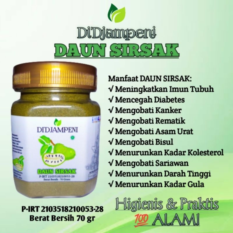 

Daun Sirsak 70 gr, Bubuk/Serbuk daun sirsak 70 gr