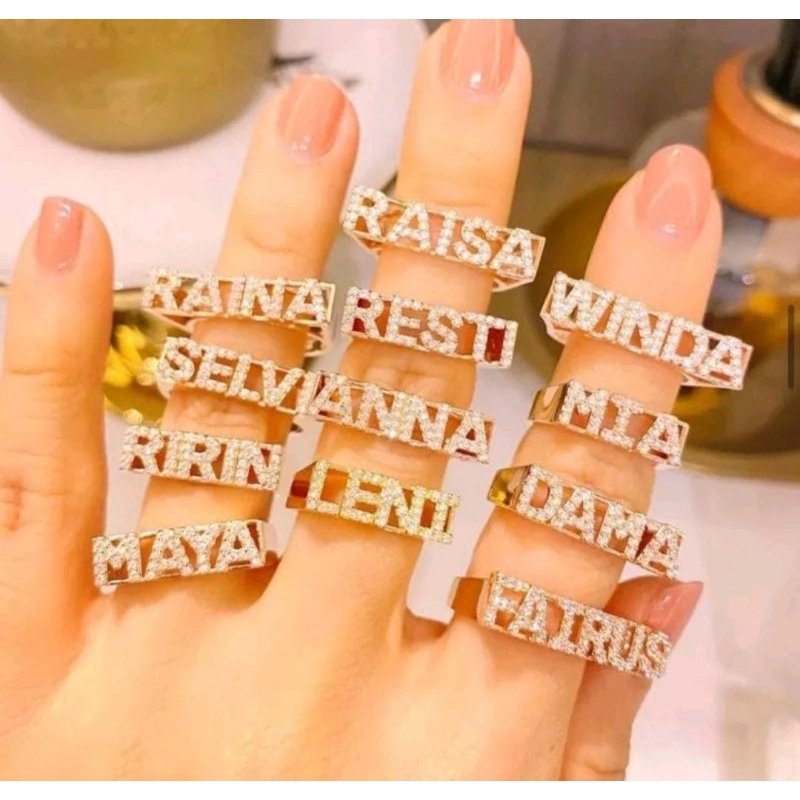 Cincin Nama Perak Berlian