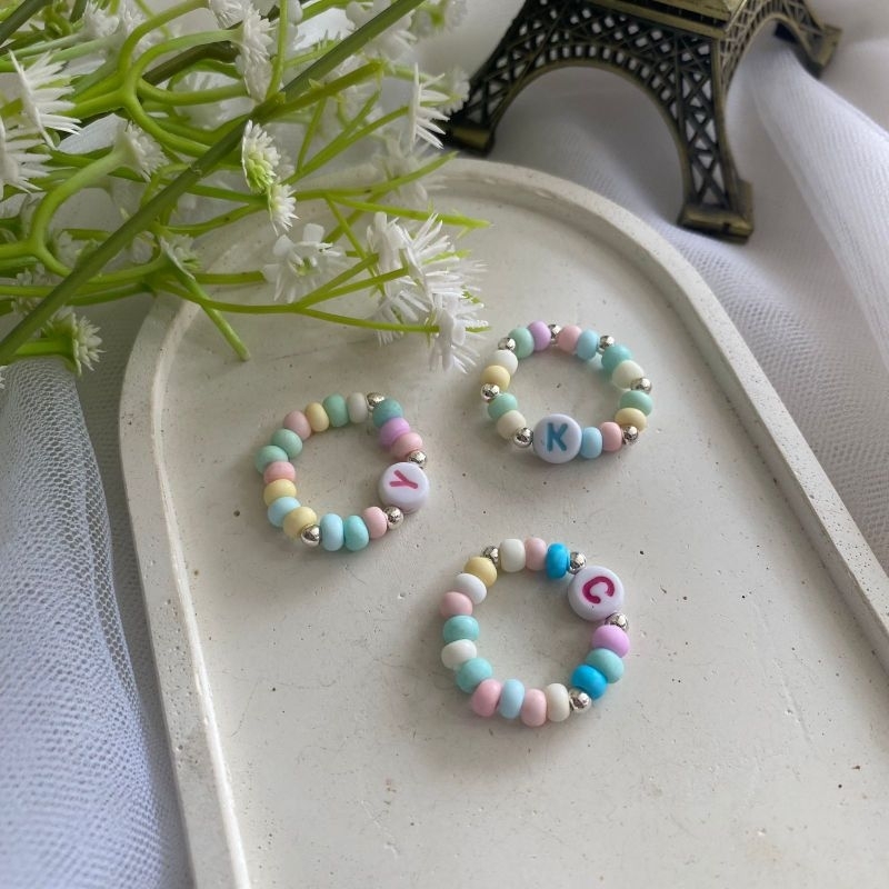 kode Cincin huruf / Cincin manik / cincin manik huruf/ cincin Korea estetik