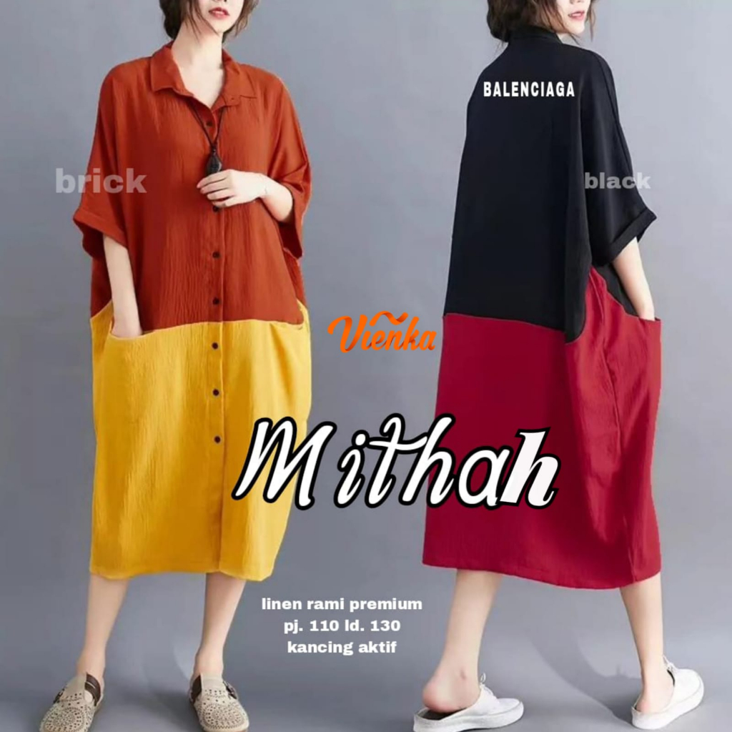 MITHAH DRESS JUMBO KATUN LINEN RAMI LD 130 XXXL