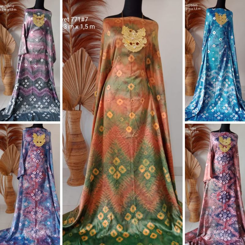 KAIN JUMPUTAN PALEMBANG VELVET 3 METERAN BAHAN DASAR BATIK KHAS JEMPUTAN COUPLE HANDMADE
