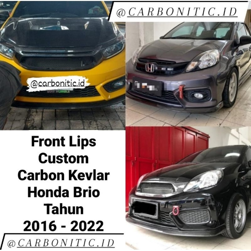 Front Lips Custom Honda Brio New Brio Type Bumper Depan E/Rs 2016 - 2022 Carbon Kevlar